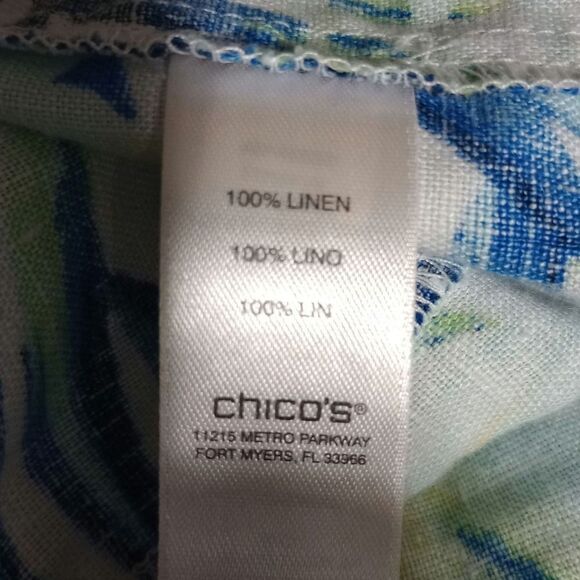 Chico's‎ Large Floral Tropical Linen Blend Open Front Jacket Blazer Cover Up - Picture 5 of 6